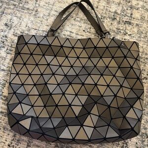 Geometric Patterned Tote Bag - Black and Brown